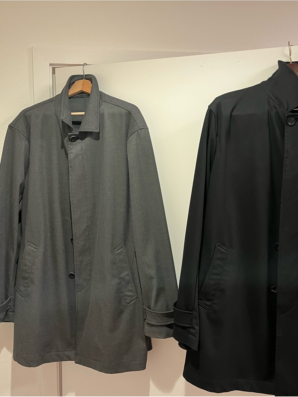 Armani Collezioni Black and Gray Two-Piece Trench Coat Set
